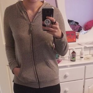 Cherokee Taupe Zip Up Sweater